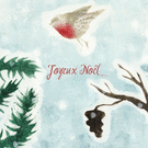 Rouge-gorge sur fond d'hiver pour No&euml;l